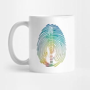 Fingerprint Bass Guitar Outline Colorful Theme Mug